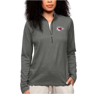 Antigua Women's Charcoal Kansas City Chiefs Epic 1/4 Zip Pullover Size S